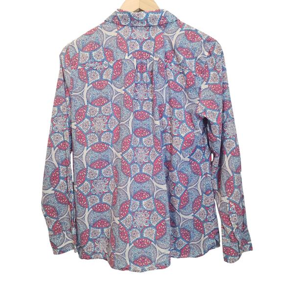 Talbots Pink and Blue Floral Garden Long‎ Sleeve Button Down Top Size Medium - Picture 3 of 9